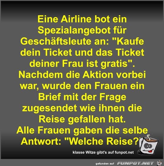 Eine Airline bot ein Spezialangebot fr Geschftsleute an