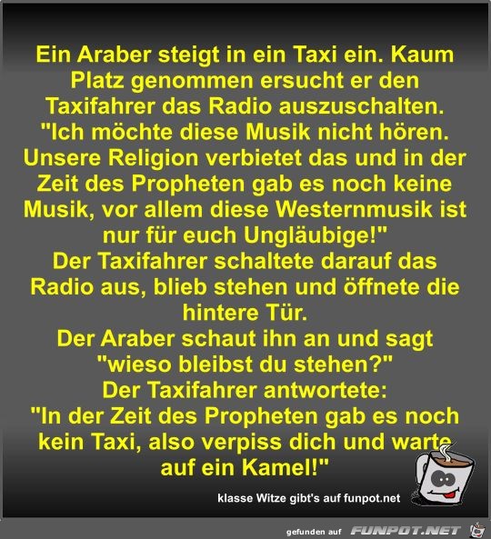 Ein Araber steigt in ein Taxi ein