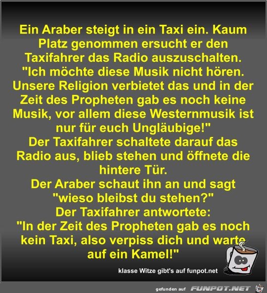 Ein Araber steigt in ein Taxi ein Ein Araber steigt in ein Taxi ein
