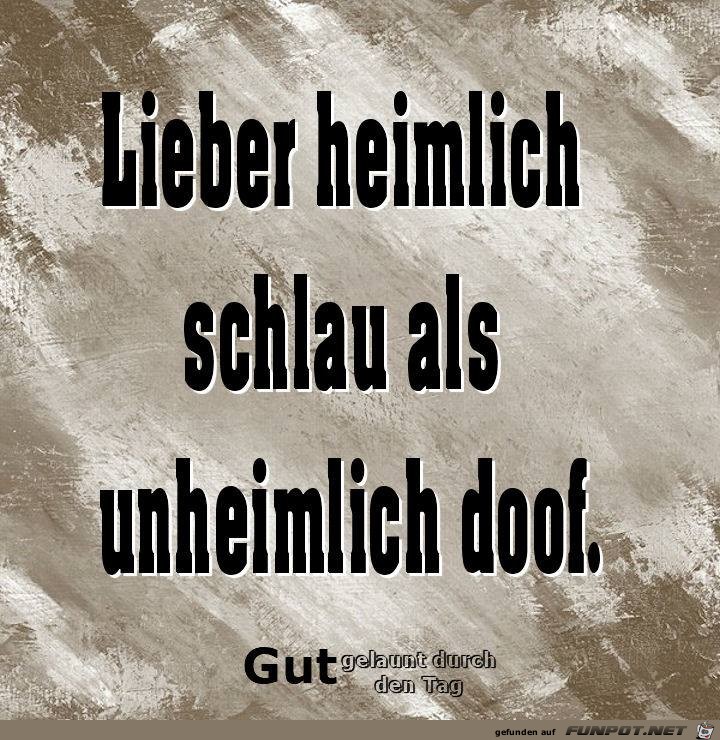 Lieber heimlich schlau Lieber heimlich schlau