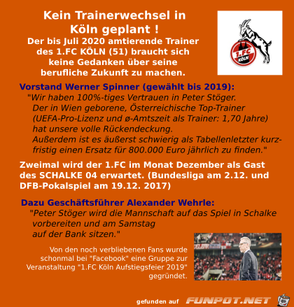 Kein Trainerwechsel in Koeln Kein Trainerwechsel in Koeln