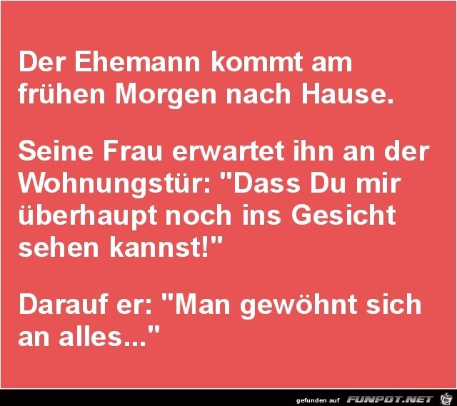 der Ehemann kommt nach Hause....