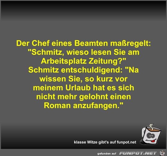 Der Chef eines Beamten maßregelt Der Chef eines Beamten maßregelt