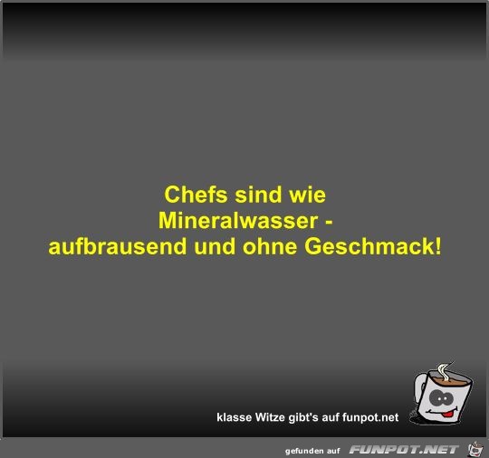 Chefs sind wie Mineralwasser - aufbrausend und ohne...