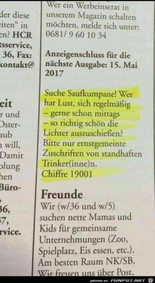 Suche Saufkumpane