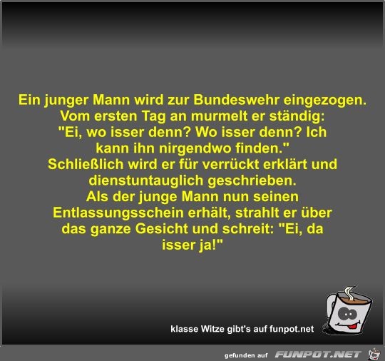 Ein junger Mann wird zur Bundeswehr eingezogen Ein junger Mann wird zur Bundeswehr eingezogen