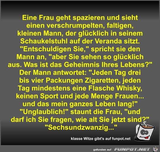 Eine Frau geht spazieren und sieht einen verschrumpelten Eine Frau geht spazieren und sieht einen verschrumpelten