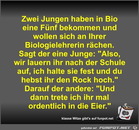 Zwei Jungen haben in Bio eine Fünf bekommen und wollen sich Zwei Jungen haben in Bio eine Fünf bekommen und wollen sich