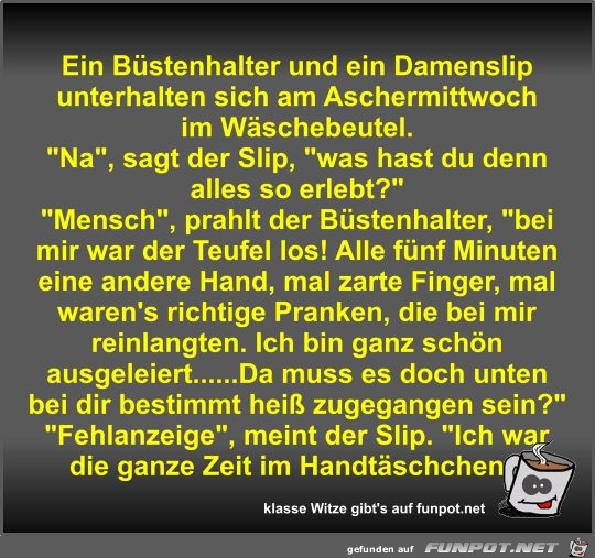 Ein Bstenhalter und ein Damenslip unterhalten sich am...