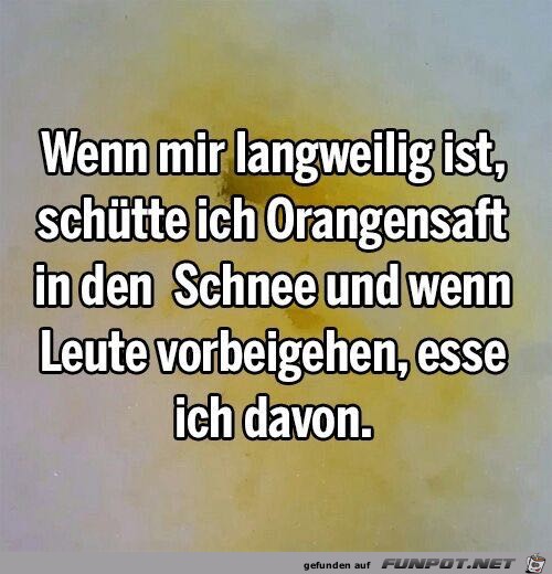 Orangensaft in den Schnee