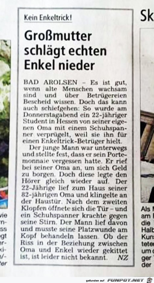 echten Enkel niedergeschlagen........