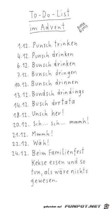 Todo-Liste im Advent Todo-Liste im Advent