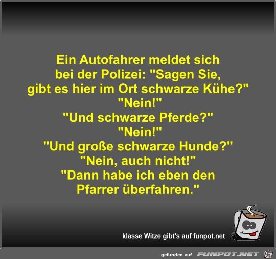 Ein Autofahrer meldet sich bei der Polizei Ein Autofahrer meldet sich bei der Polizei
