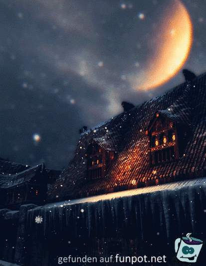 Mondschein und Schneefall