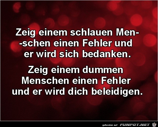 zeig einem schlauen Menschen einen Fehler...... zeig einem schlauen Menschen einen Fehler......