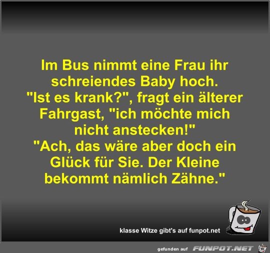 Im Bus nimmt eine Frau ihr schreiendes Baby hoch