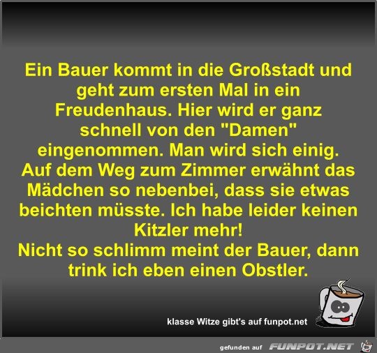 Ein Bauer kommt in die Großstadt und geht zum ersten Mal in Ein Bauer kommt in die Großstadt und geht zum ersten Mal in