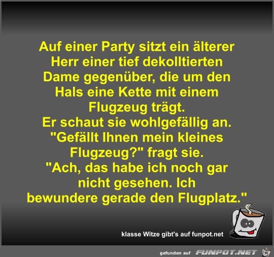 Auf einer Party sitzt ein lterer Herr einer tief...