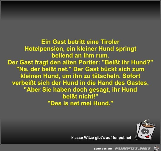 Ein Gast betritt eine Tiroler Hotelpension Ein Gast betritt eine Tiroler Hotelpension