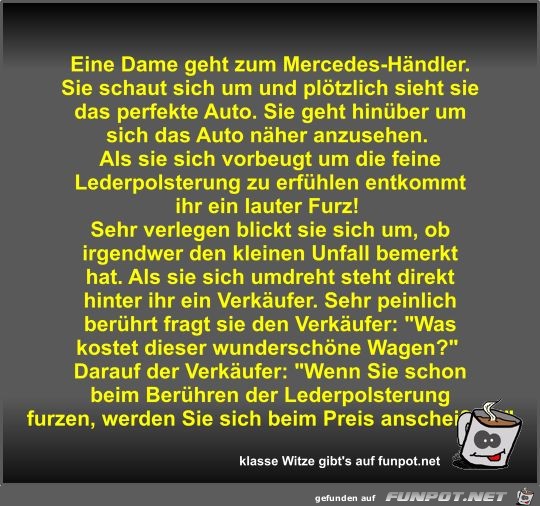 Eine Dame geht zum Mercedes-Hndler