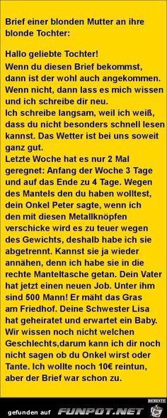 Brief einer blonden Mutter.........