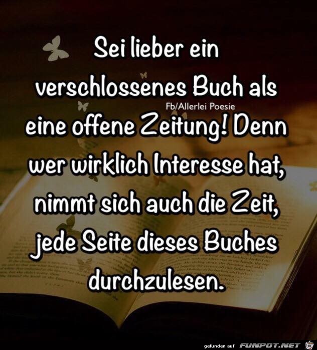 Sei lieber ein verschlossenes Buch