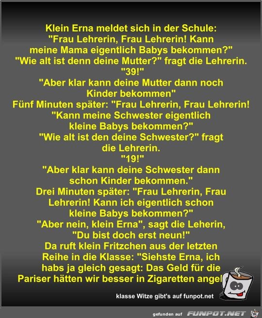 Klein Erna meldet sich in der Schule Klein Erna meldet sich in der Schule