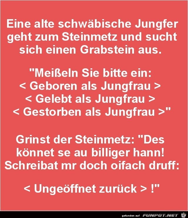 Eine Jungfer beim Steinmetz