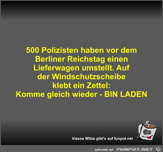 500 Polizisten haben vor dem Berliner Reichstag einen...