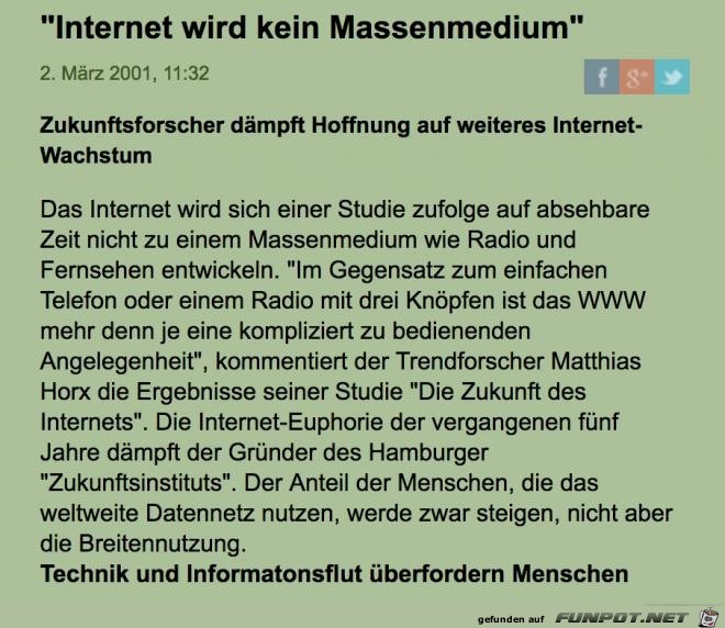 Internet ist kein Massenmedium