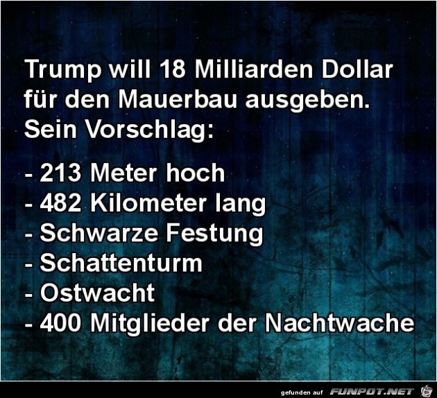 18 Milliardenfür den Mauerbau....... 18 Milliardenfür den Mauerbau.......