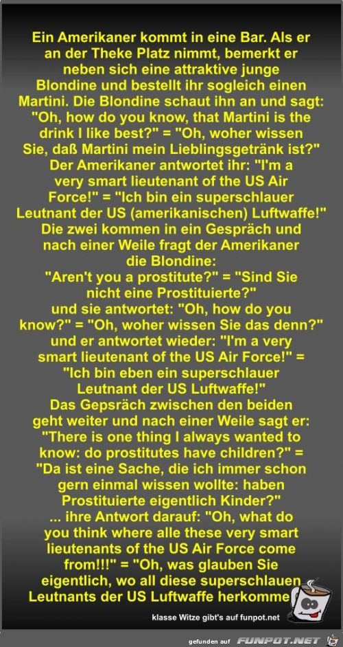 Ein Amerikaner kommt in eine Bar Ein Amerikaner kommt in eine Bar