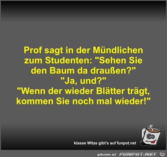 Prof sagt in der Mündlichen zum Studenten Prof sagt in der Mündlichen zum Studenten