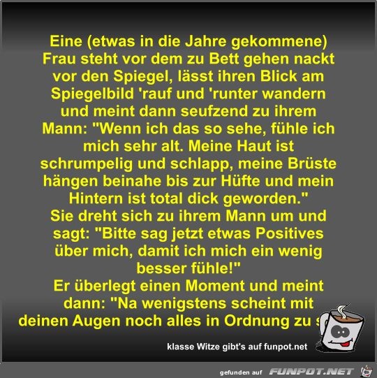Eine (etwas in die Jahre gekommene) Frau steht vor dem zu... Eine (etwas in die Jahre gekommene) Frau steht vor dem zu...