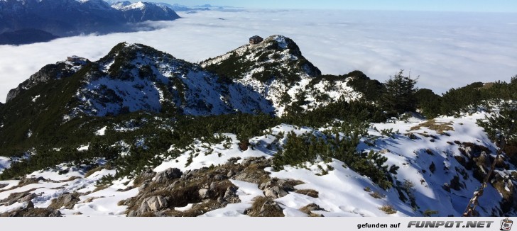 Blick vom Traunsteingipfel ber das Plateau