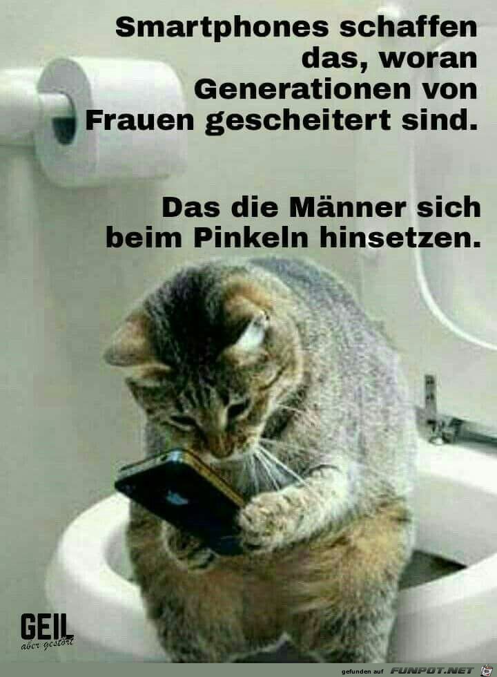 Mnner setzen sich beim Pinkeln hin.