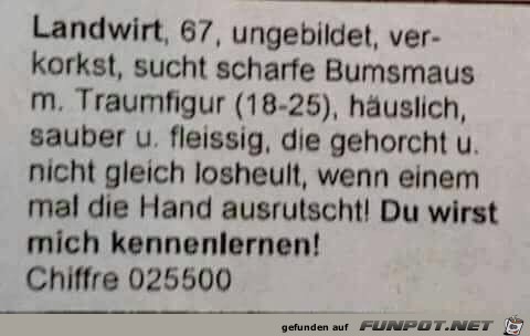 Landwirt sucht Landwirt sucht