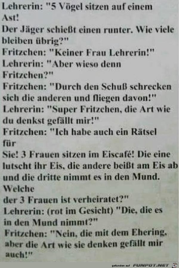 Fritzchen in der Schule.......... Fritzchen in der Schule..........