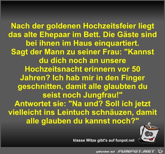 Nach der goldenen Hochzeitsfeier liegt das alte Ehepaar im Nach der goldenen Hochzeitsfeier liegt das alte Ehepaar im