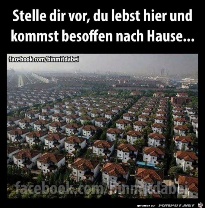 du lebst hier und kommst besoffen nach Hause.........