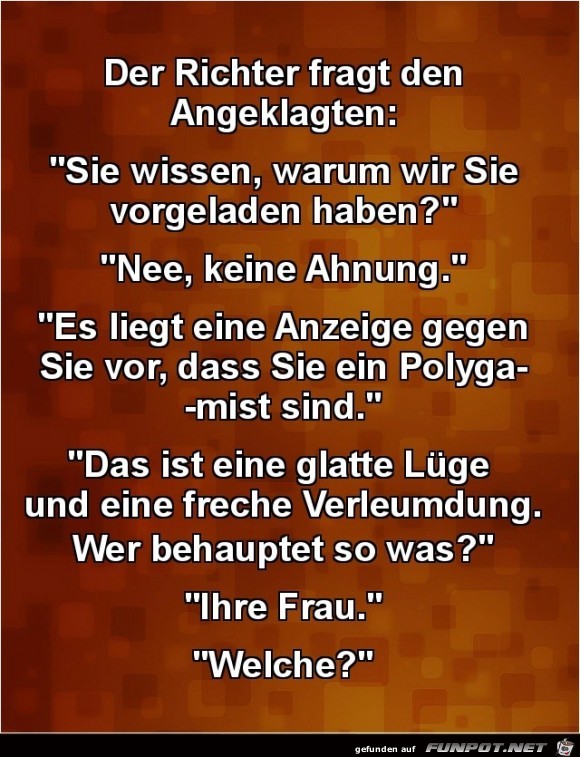 der Richter fragt den Angeklagten:........