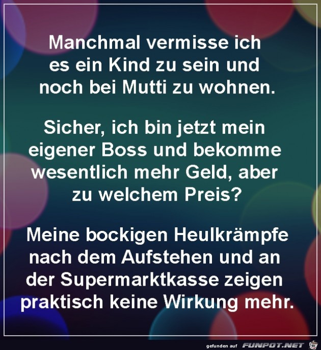 Manchmal vermisse ich..