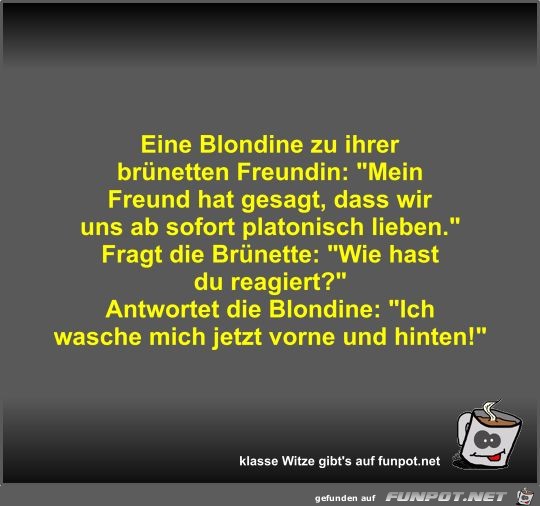Eine Blondine zu ihrer brünetten Freundin Eine Blondine zu ihrer brünetten Freundin