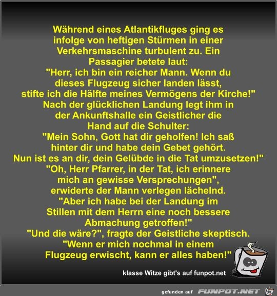 Whrend eines Atlantikfluges ging es infolge von heftigen...