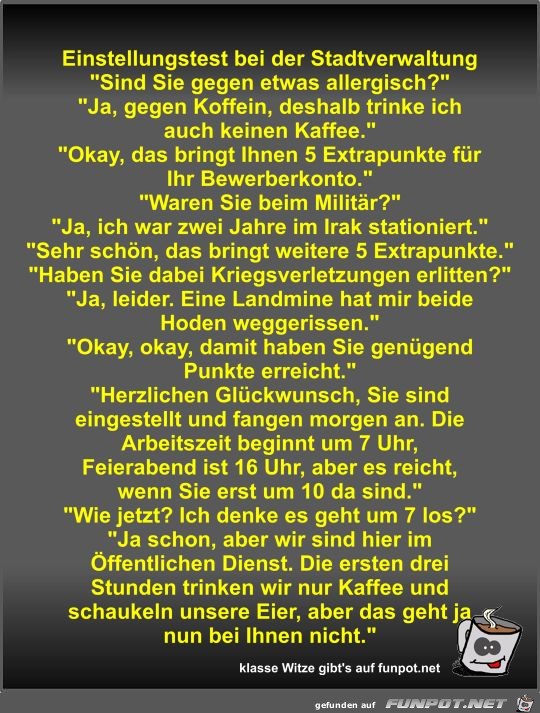 Einstellungstest bei der Stadtverwaltung Einstellungstest bei der Stadtverwaltung