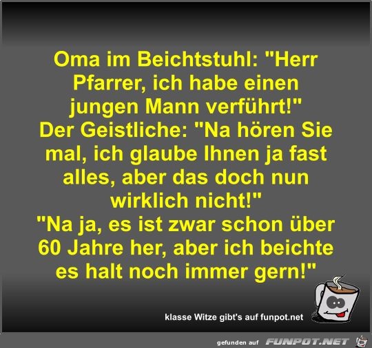 Oma im Beichtstuhl