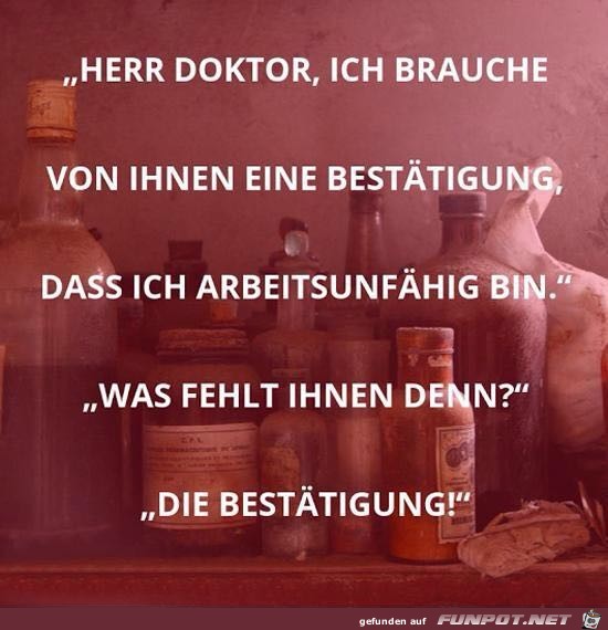 Bestätigung der Arbeitsunfähigkeit Bestätigung der Arbeitsunfähigkeit