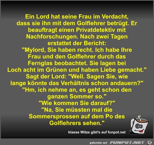 Ein Lord hat seine Frau im Verdacht Ein Lord hat seine Frau im Verdacht