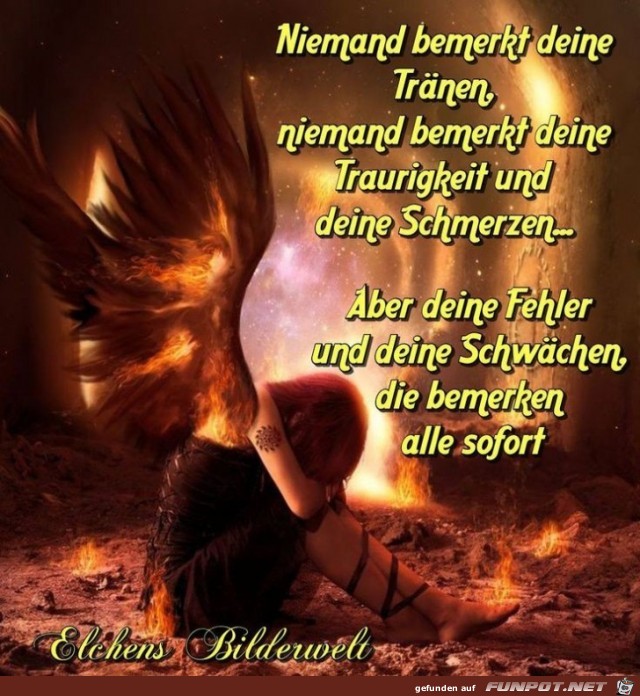 niemand bemerkt deine Trnen,.......