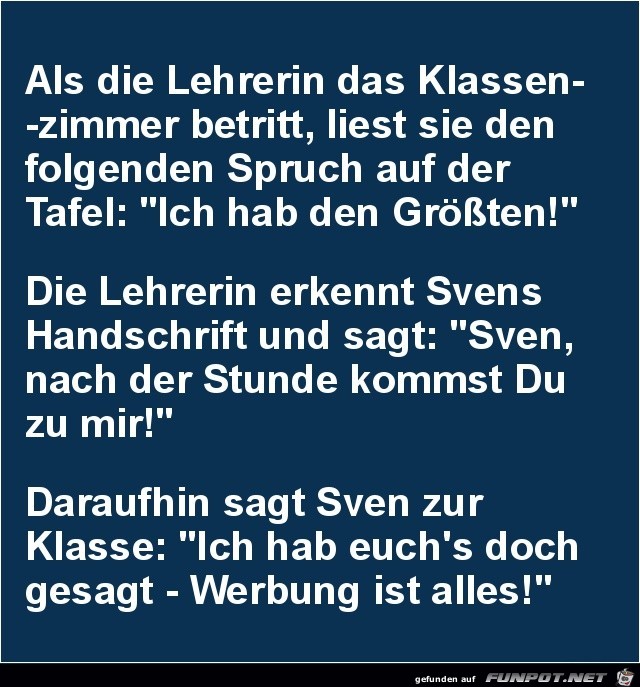 Lehrerin kommt ins Klassenzimmer........